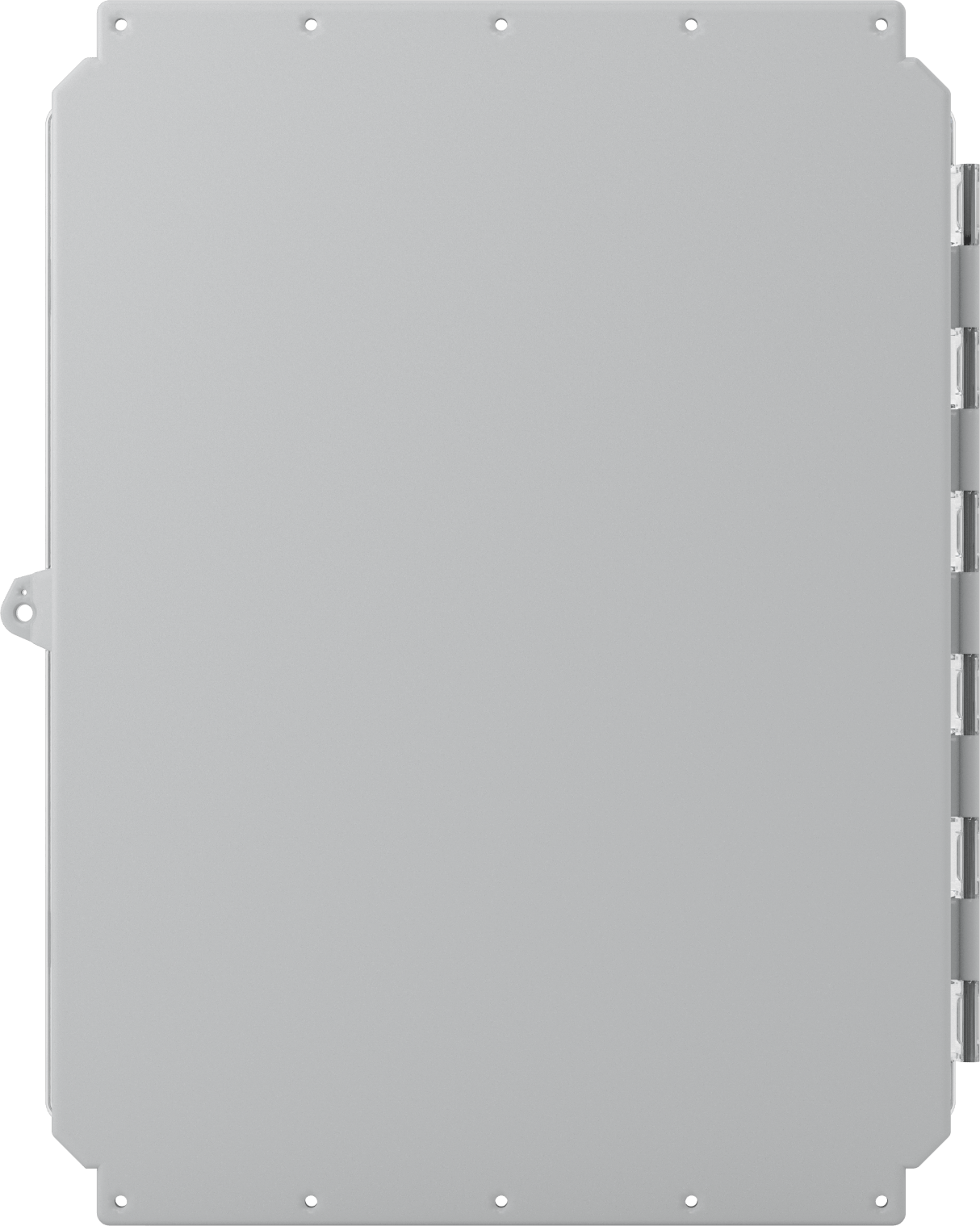 Versa-Panel Polikarbonat Muhafaza, Şeffaf Menteşeli Kapak, Yivli Mandal, 19" x 24" x 9", Gri