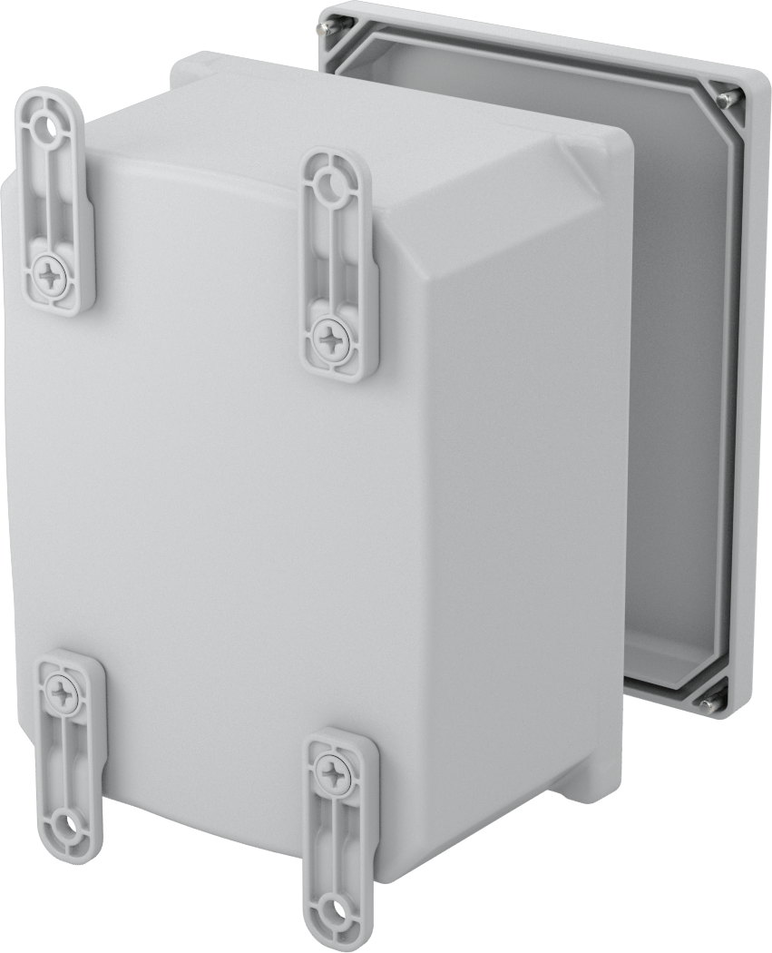 Versa-Panel Polikarbonat Muhafaza, Çıkarılabilir Kapak, Vida Kapatma, 6.5" x 8.5" x 5.5", Gri