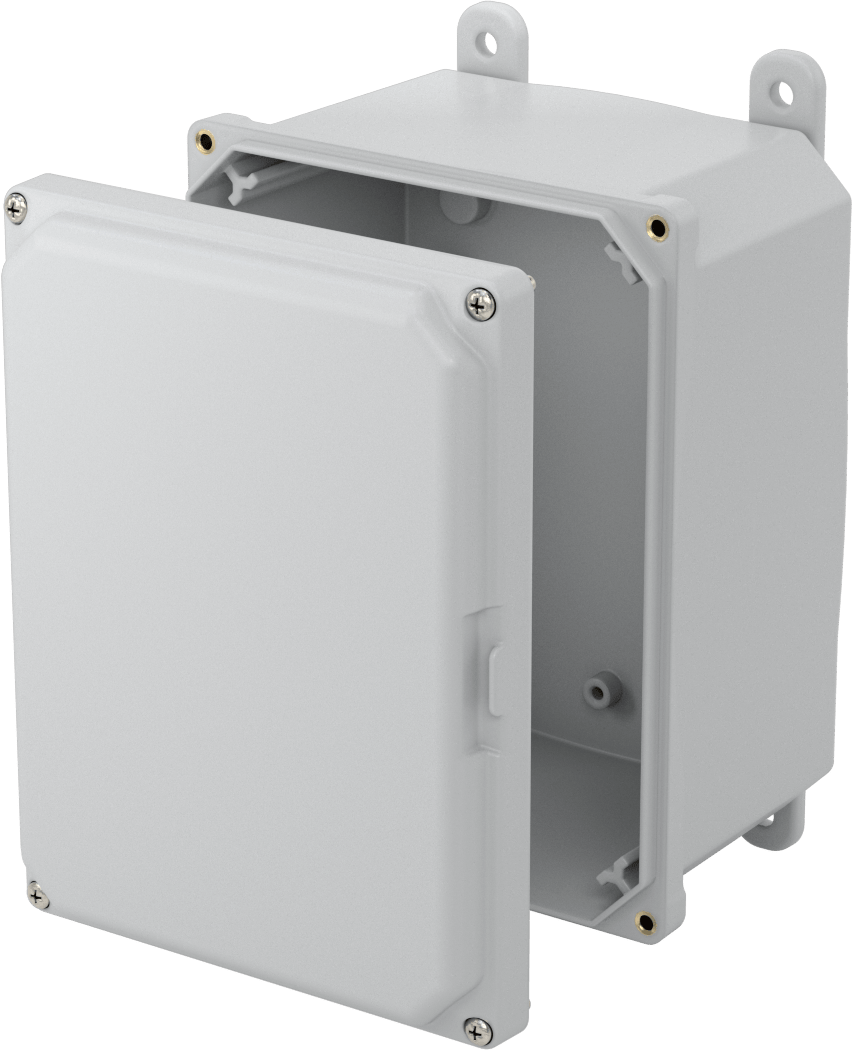 Versa-Panel Polikarbonat Muhafaza, Çıkarılabilir Kapak, Vida Kapatma, 6.5" x 8.5" x 5.5", Gri