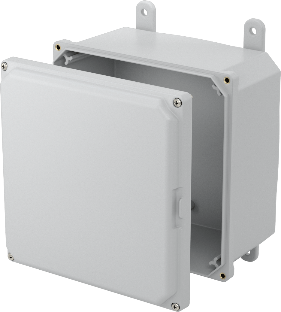 Versa-Panel Polikarbonat Muhafaza, Çıkarılabilir Kapak, Vida Kapatma, 8.5" x 8.5" x 5.5", Gri
