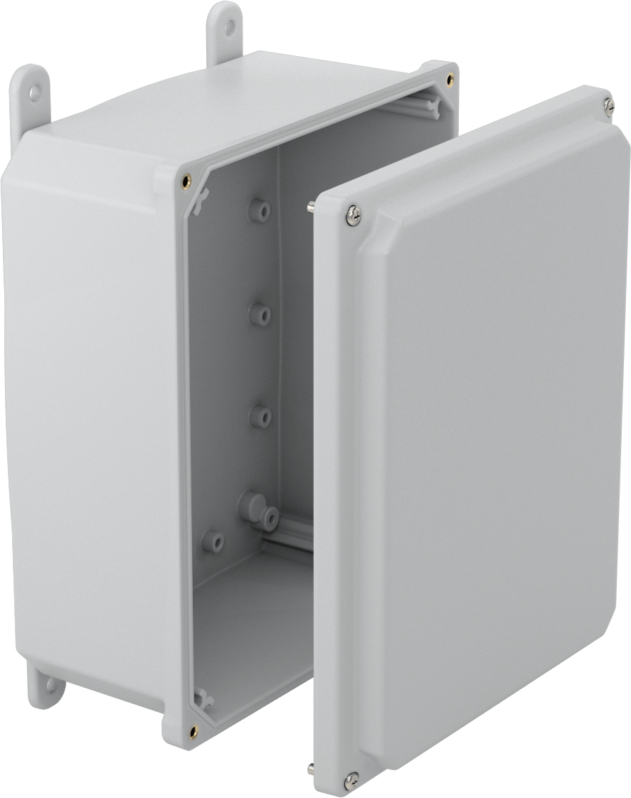 Versa-Panel Polikarbonat Muhafaza, Çıkarılabilir Kapak, Vida Kapatma, 8.5" x 11" x 5.5", Gri