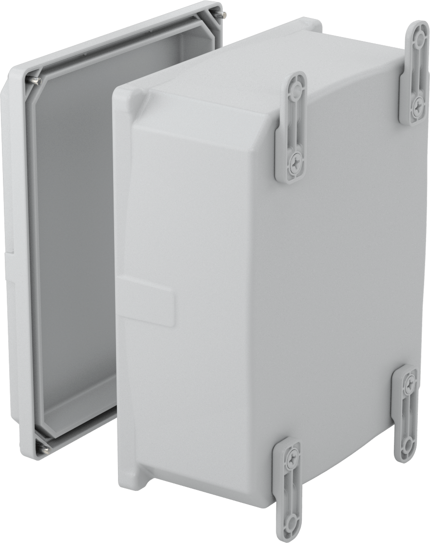 Versa-Panel Polikarbonat Muhafaza, Çıkarılabilir Kapak, Vida Kapatma, 8.5" x 11" x 5.5", Gri