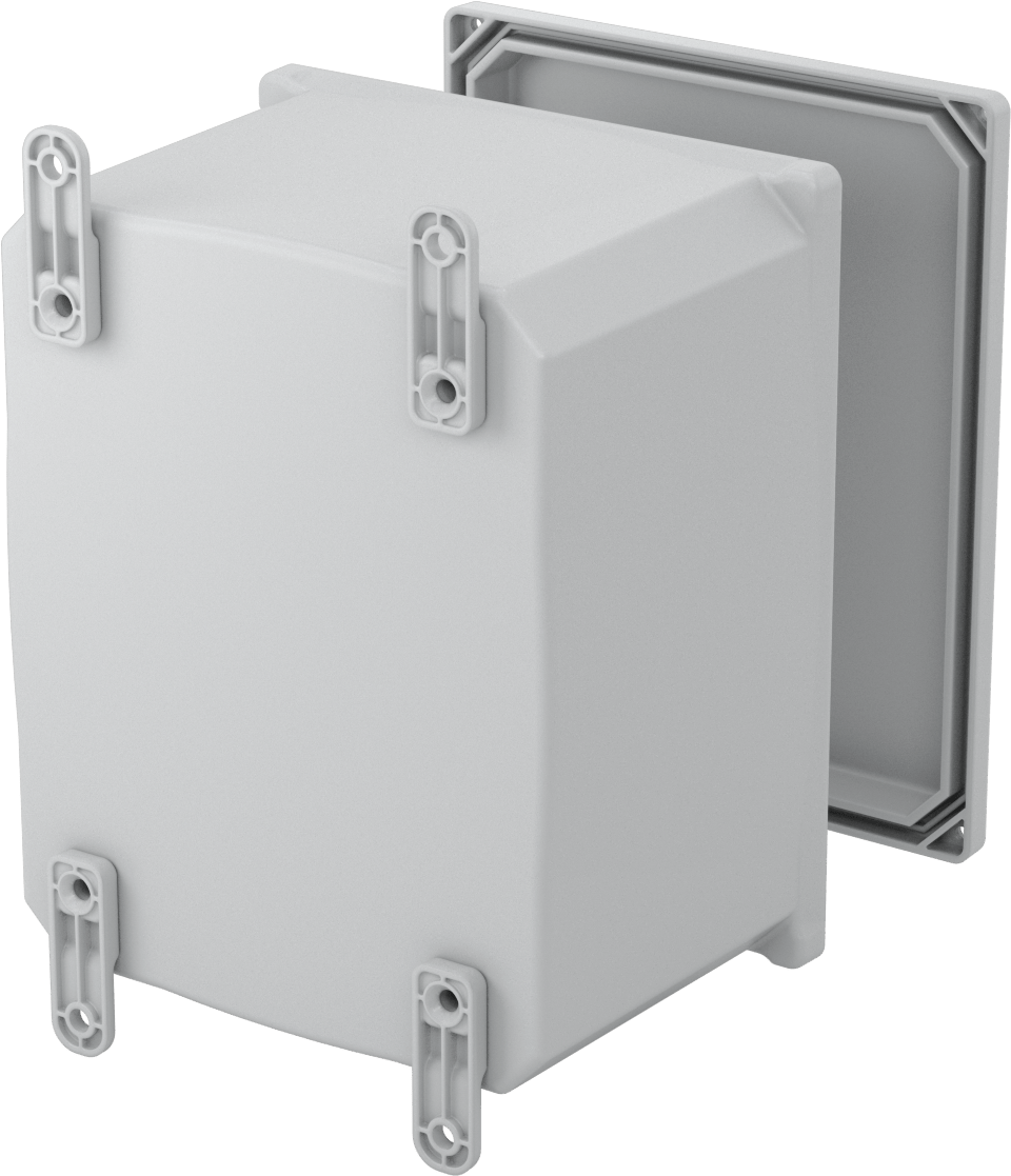 Versa-Panel Polikarbonat Muhafaza, Çıkarılabilir Kapak, Vida Kapatma, 8.5" x 11" x 7.5", Gri