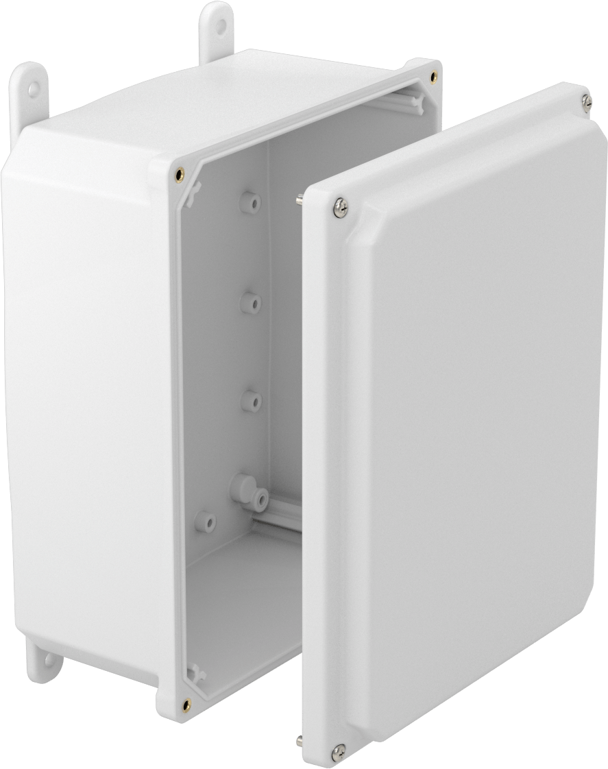 Versa-Panel Polikarbonat Muhafaza, Vidalı Kapaklı Menteşeli Kapak, 8.5" x 11" x 5.5", Beyaz