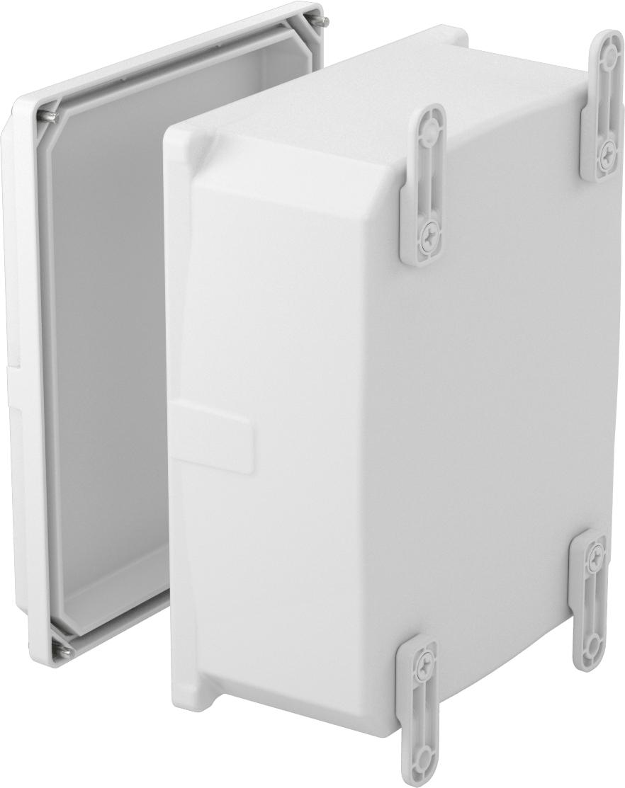Versa-Panel Polikarbonat Muhafaza, Vidalı Kapaklı Menteşeli Kapak, 8.5" x 11" x 5.5", Beyaz