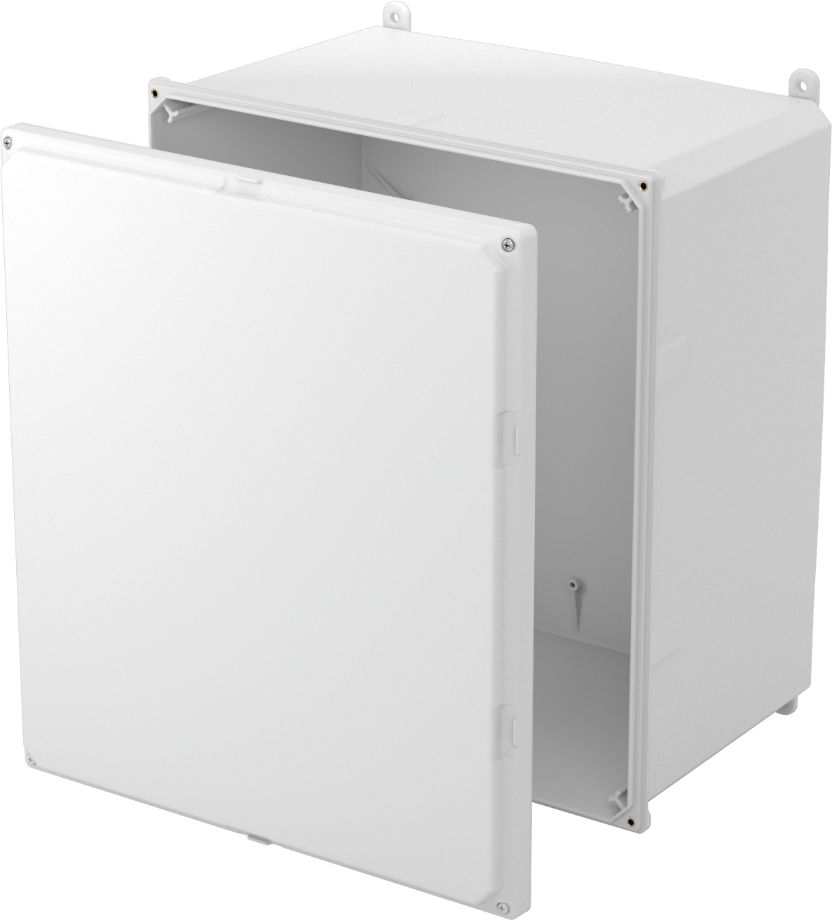 Versa-Panel Polikarbonat Muhafaza, Su Geçirmez, Vidalı Menteşe Kapağı, 17" x 19" x 12", Beyaz