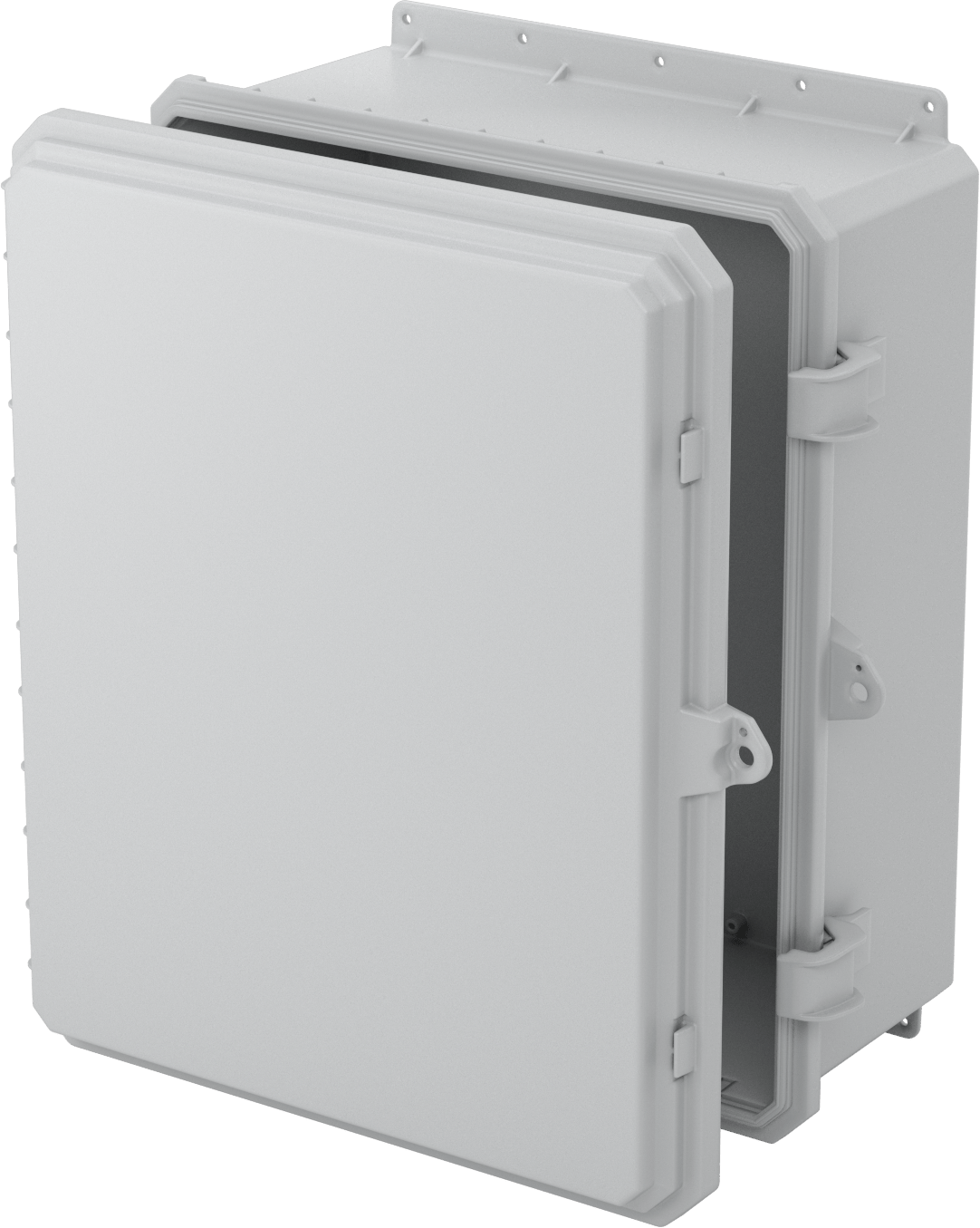 Versa-Panel Polikarbonat Muhafaza, Hızlı Açma Menteşeli Kapak, 19" x 24" x 9", Gri