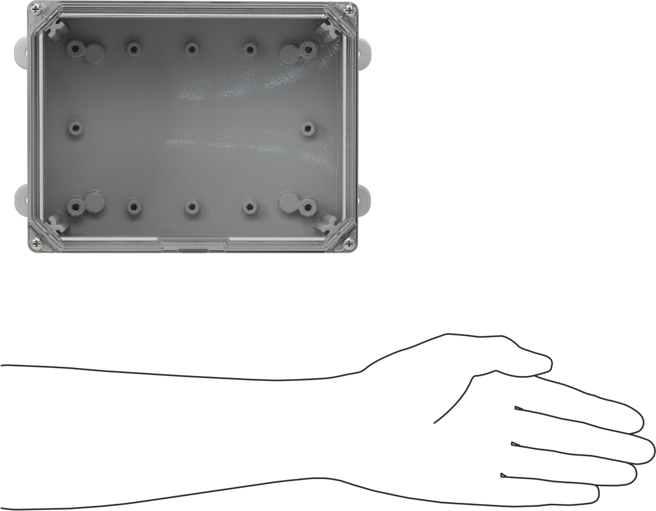 Versa-Panel Polikarbonat Muhafaza, Vidalı Şeffaf Kaldırılabilir Kapak, 6.5" x 8.5" x 5.5", Gri