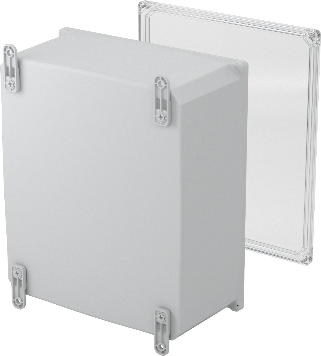 Versa-Panel Polikarbonat Muhafaza, Vidalı Şeffaf Kaldırılabilir Kapak, 13" x 15" x 7.5", Gri