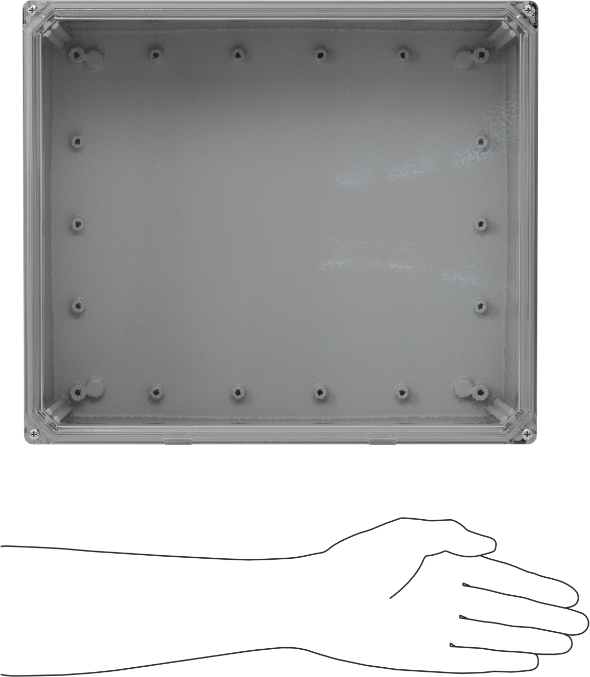 Versa-Panel Polikarbonat Muhafaza, Vidalı Şeffaf Kaldırılabilir Kapak, 13" x 15" x 7.5", Gri
