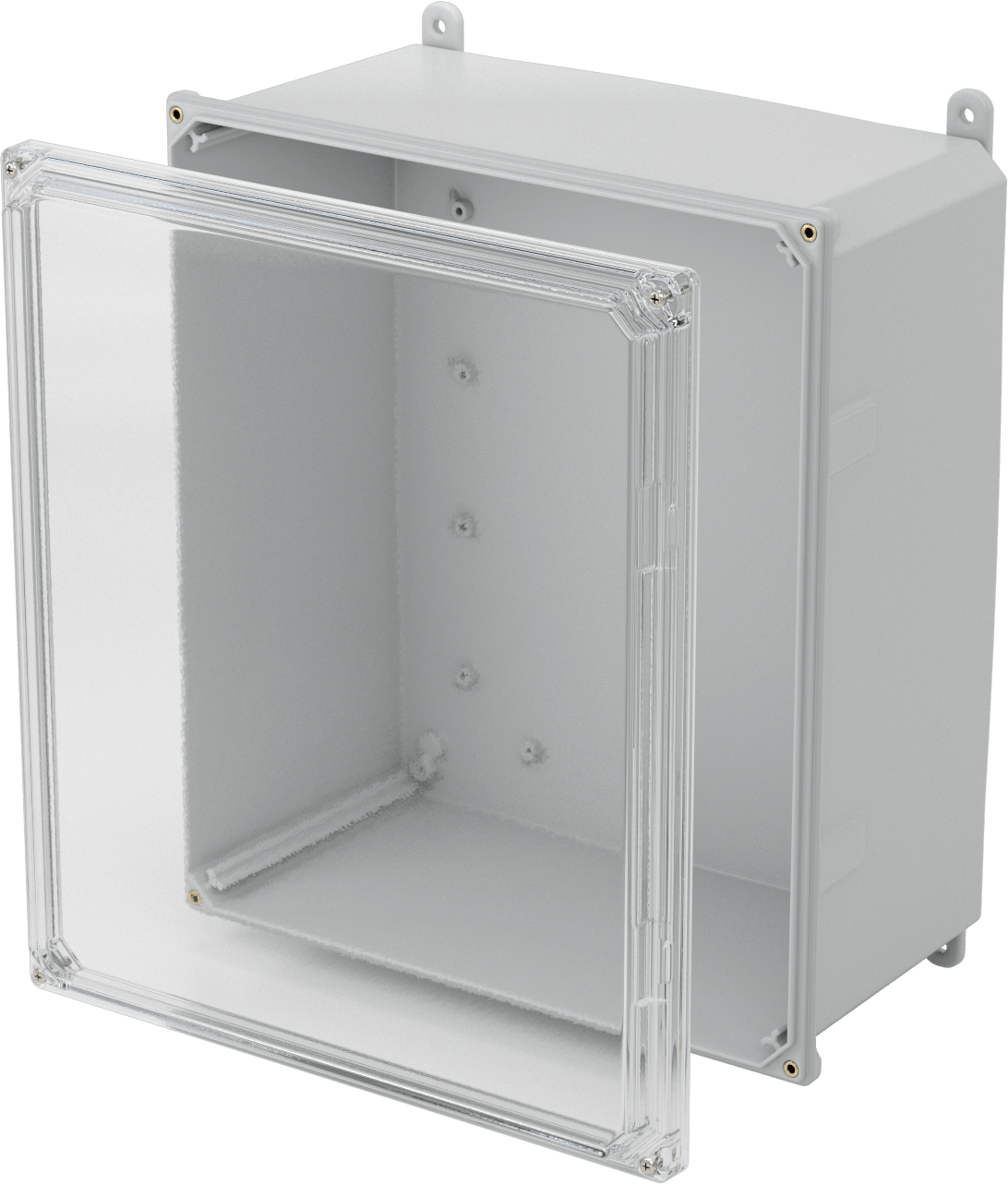 Versa-Panel Polikarbonat Muhafaza, Vidalı Şeffaf Kaldırılabilir Kapak, 15" x 17" x 8.5", Gri