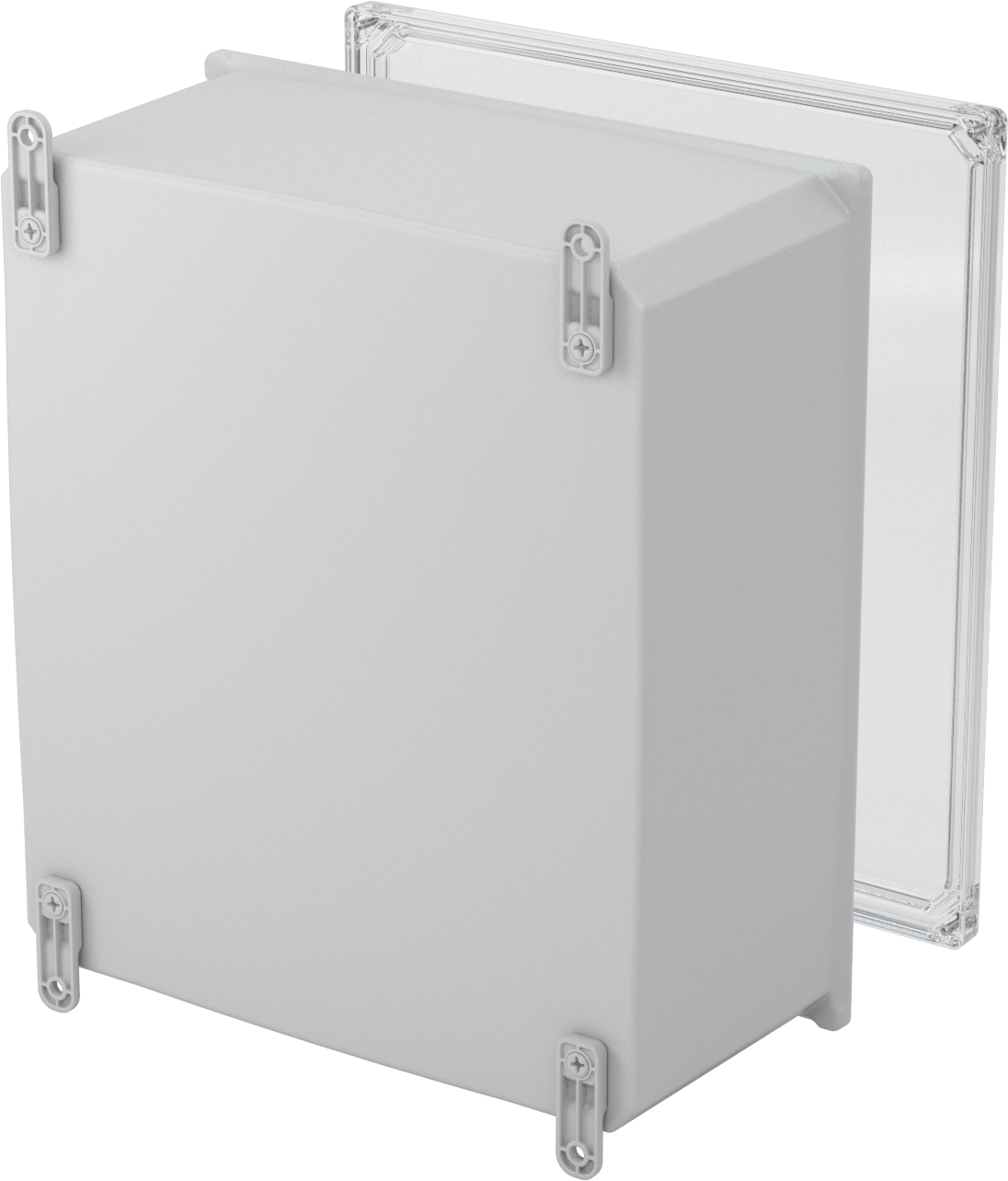 Versa-Panel Polikarbonat Muhafaza, Vidalı Şeffaf Kaldırılabilir Kapak, 15" x 17" x 8.5", Gri