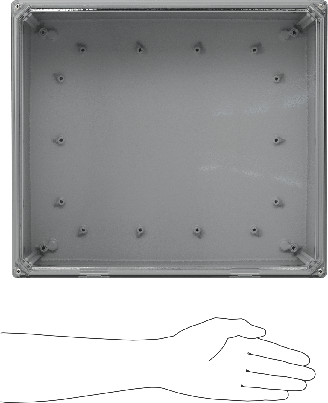 Versa-Panel Polikarbonat Muhafaza, Vidalı Şeffaf Kaldırılabilir Kapak, 15" x 17" x 8.5", Gri