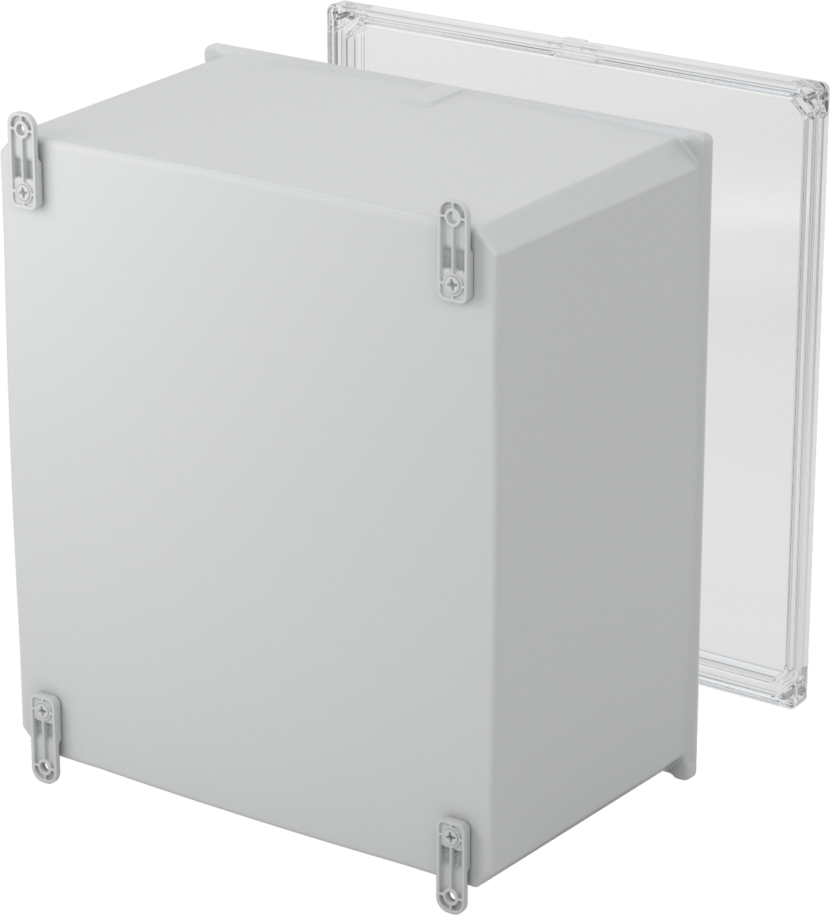 Versa-Panel Polikarbonat Muhafaza, Vidalı Şeffaf Kaldırılabilir Kapak, 17" x 19" x 12", Gri