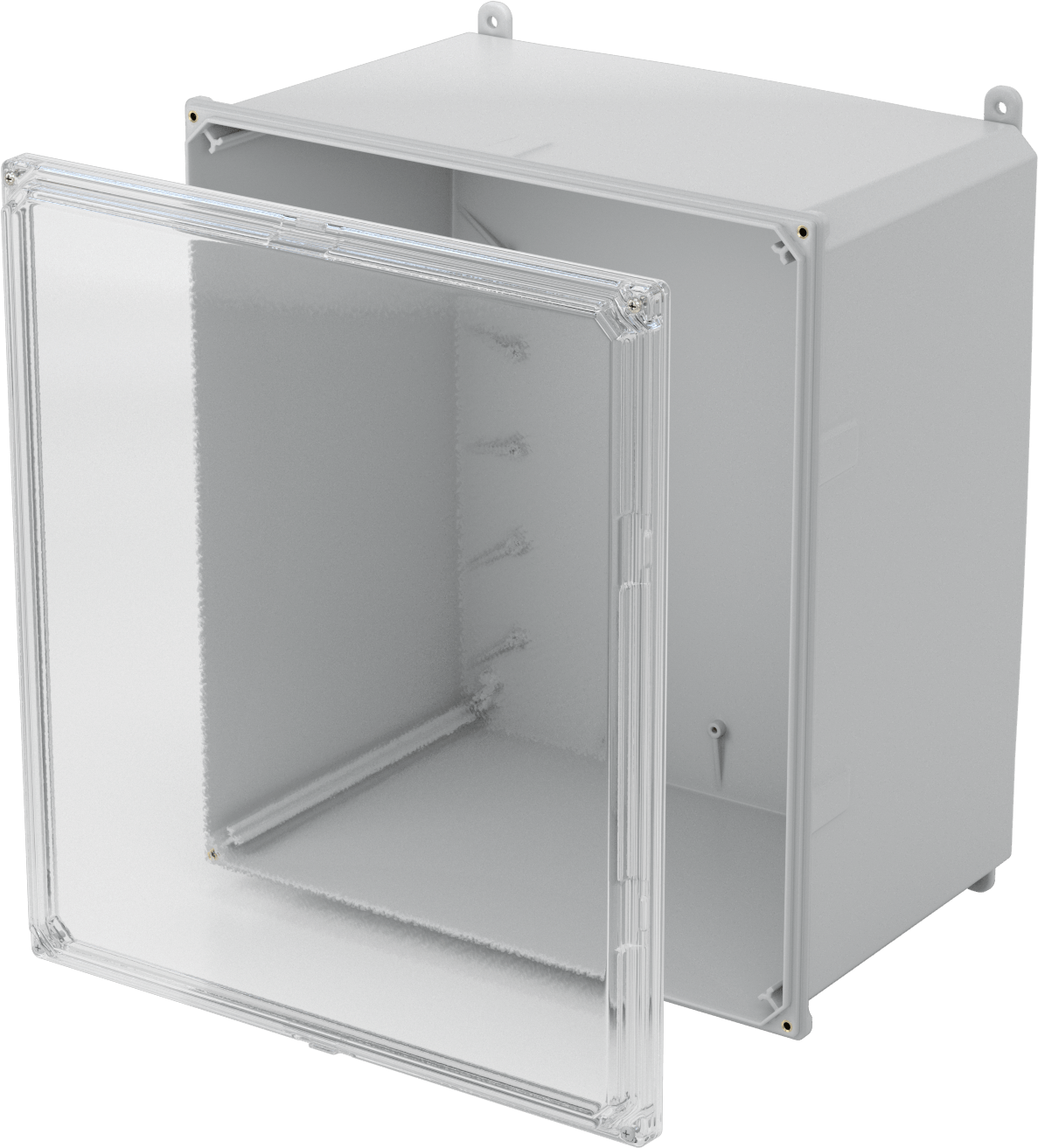 Versa-Panel Polikarbonat Muhafaza, Vidalı Şeffaf Kaldırılabilir Kapak, 17" x 19" x 12", Gri