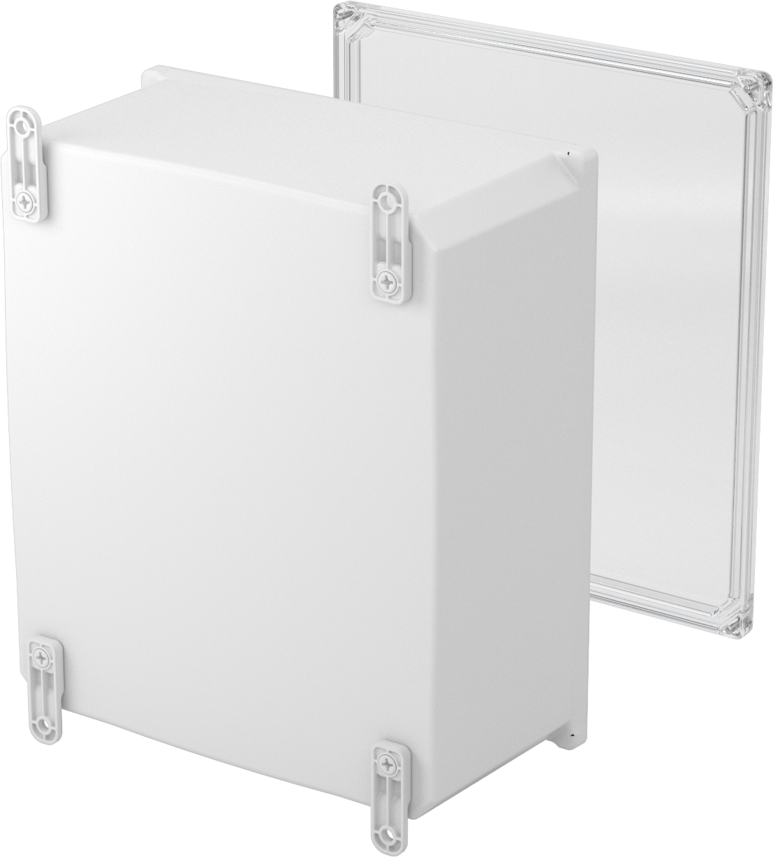 Versa-Panel Polikarbonat Muhafaza, Vidalı Şeffaf Menteşeli Kapak, 13" x 15" x 7.5", Beyaz