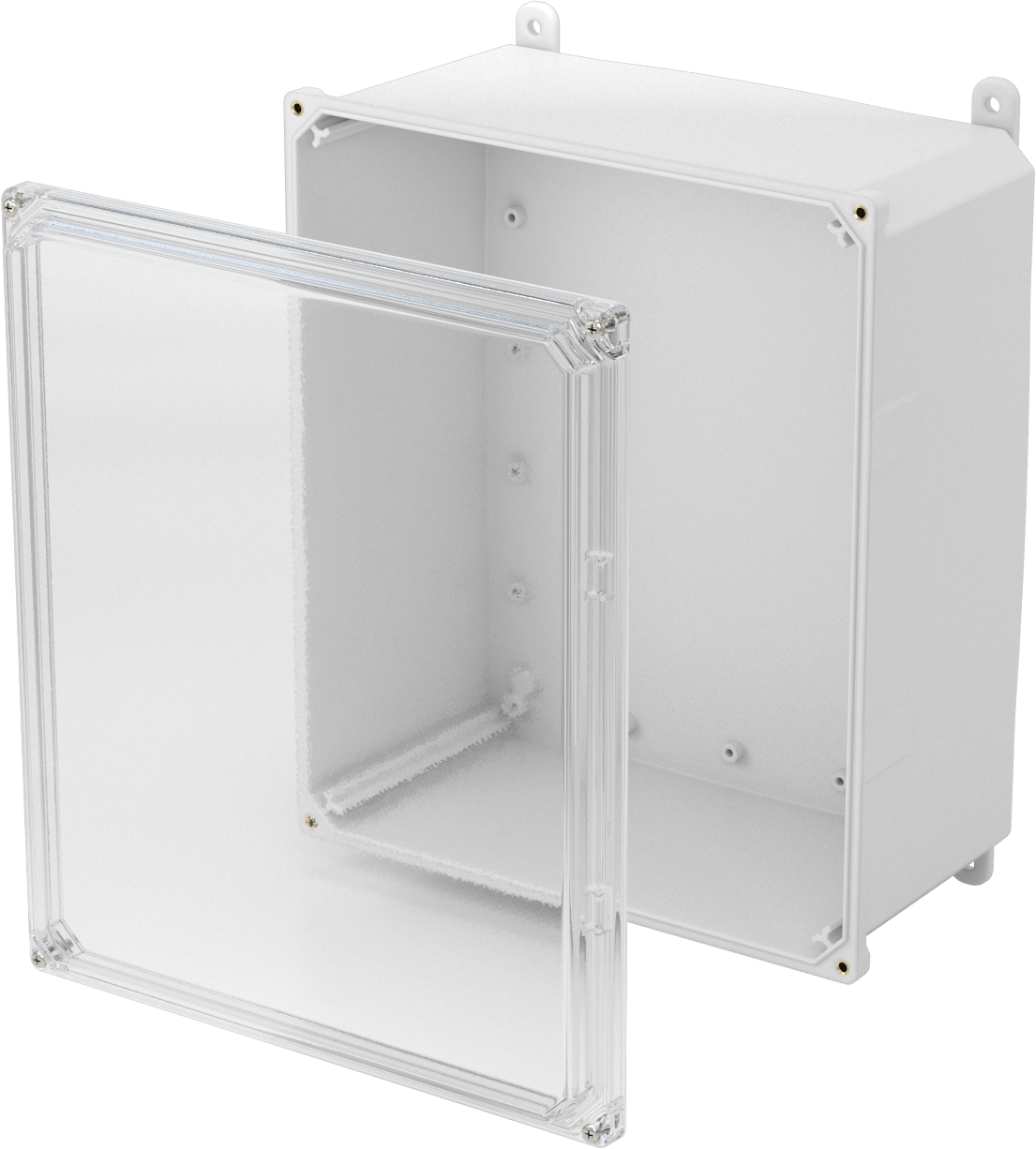 Versa-Panel Polikarbonat Muhafaza, Vidalı Şeffaf Menteşeli Kapak, 13" x 15" x 7.5", Beyaz