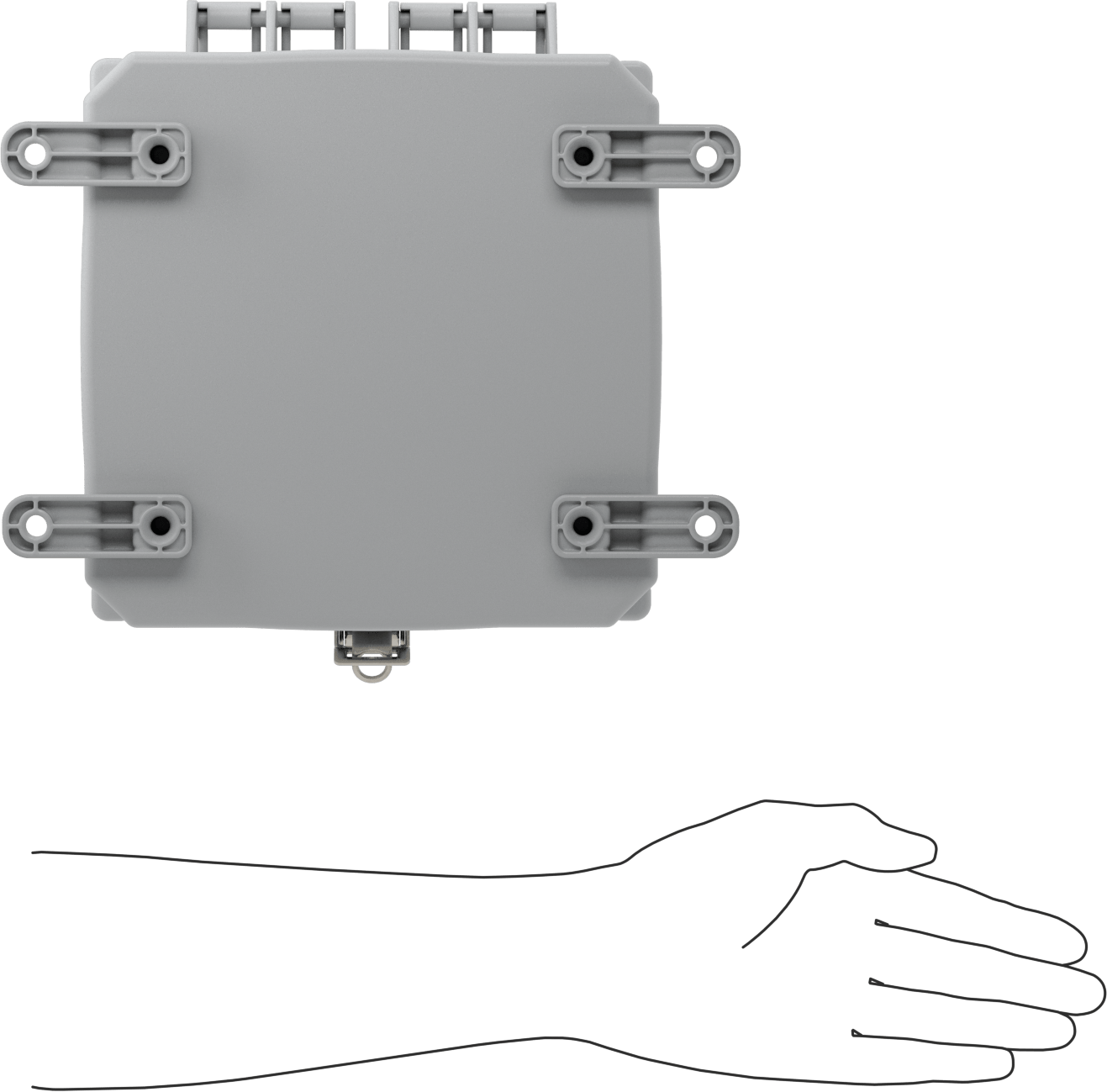 Versa-Panel Polikarbonat Muhafaza, Hızlı Açma Menteşeli Kapak, 8.5" x 8.5" x 5.5", Gri