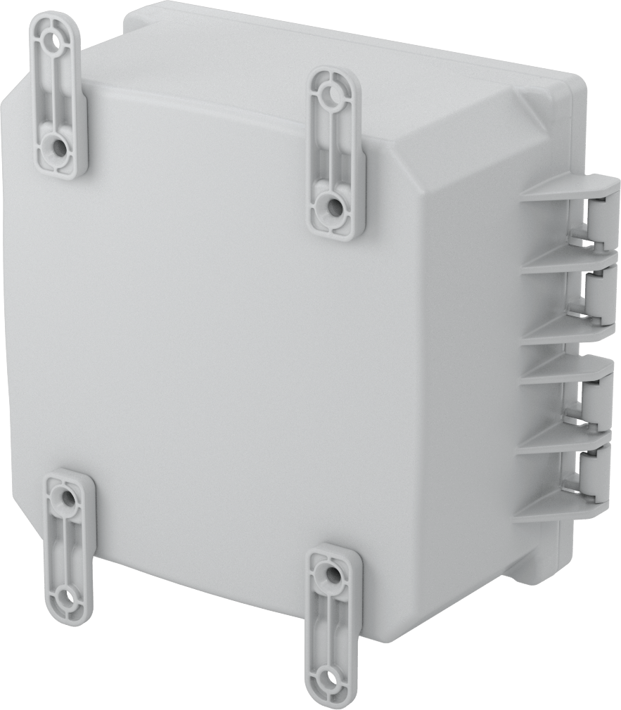 Versa-Panel Polikarbonat Muhafaza, Hızlı Açma Menteşeli Kapak, 8.5" x 8.5" x 5.5", Gri