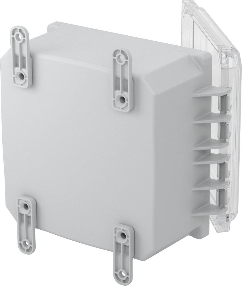 Versa-Panel Polikarbonat Muhafaza, Şeffaf Hızlı Açılır Kapak, 8.5" x 8.5" x 5.5", Gri