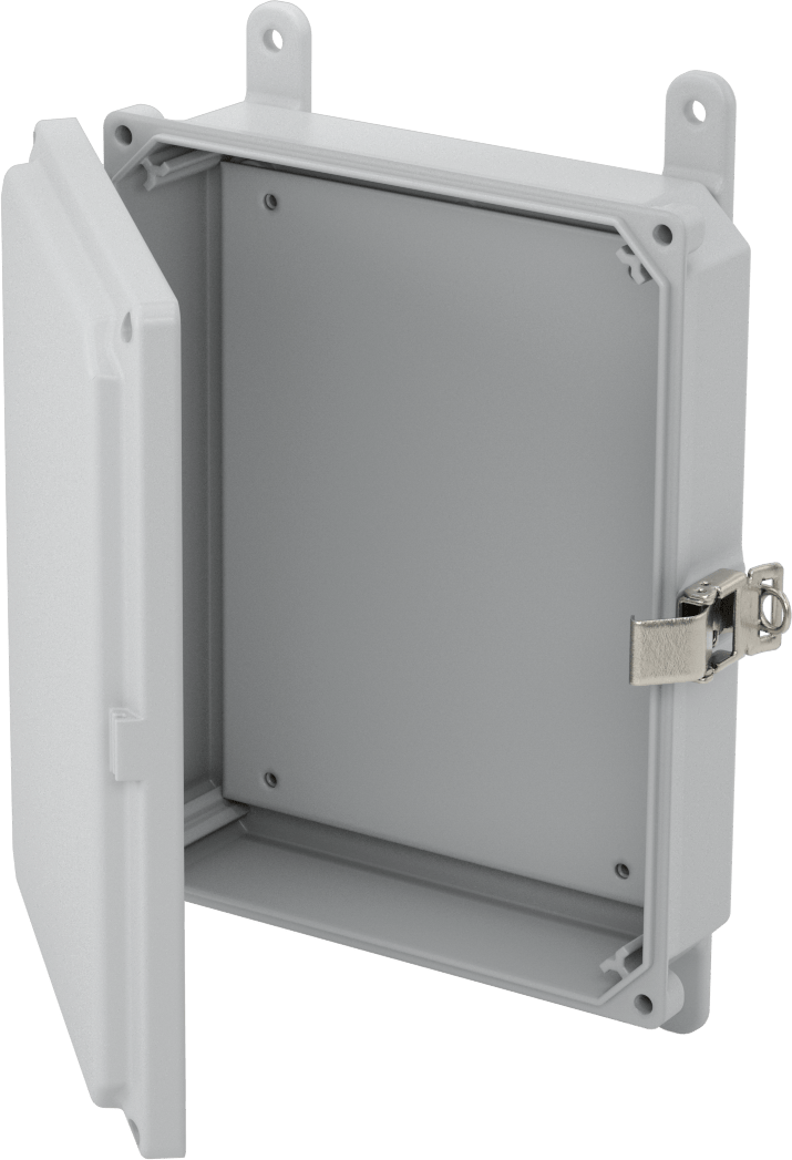 Versa-Panel Polikarbonat Muhafaza, Hızlı Açma Menteşeli Kapak, 8.5" x 11" x 3-1/4", Gri
