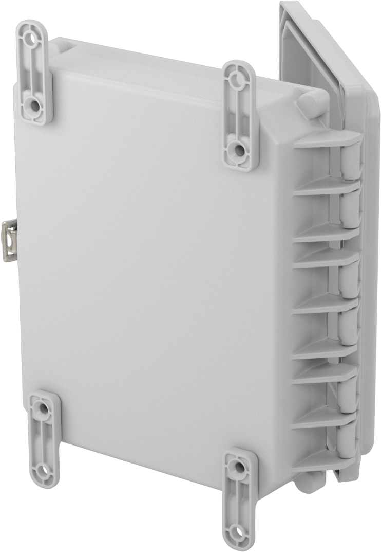 Versa-Panel Polikarbonat Muhafaza, Hızlı Açma Menteşeli Kapak, 8.5" x 11" x 3-1/4", Gri
