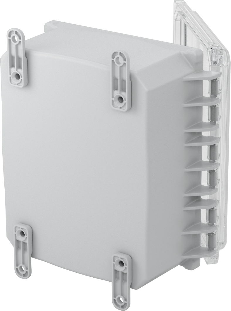 Versa-Panel Polikarbonat Muhafaza, Şeffaf Hızlı Açılır Kapak, 8-1/2" x 11" x 5-1/2", Gri