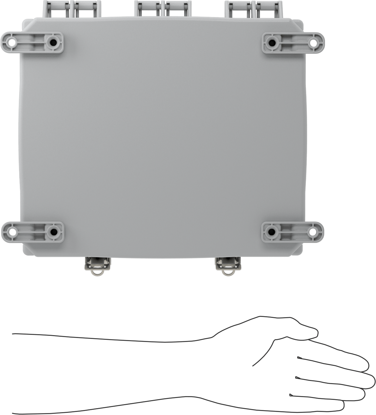 Versa-Panel Polikarbonat Muhafaza, Hızlı Açma Menteşeli Kapak, 11" x 13" x 5-1/2", Gri