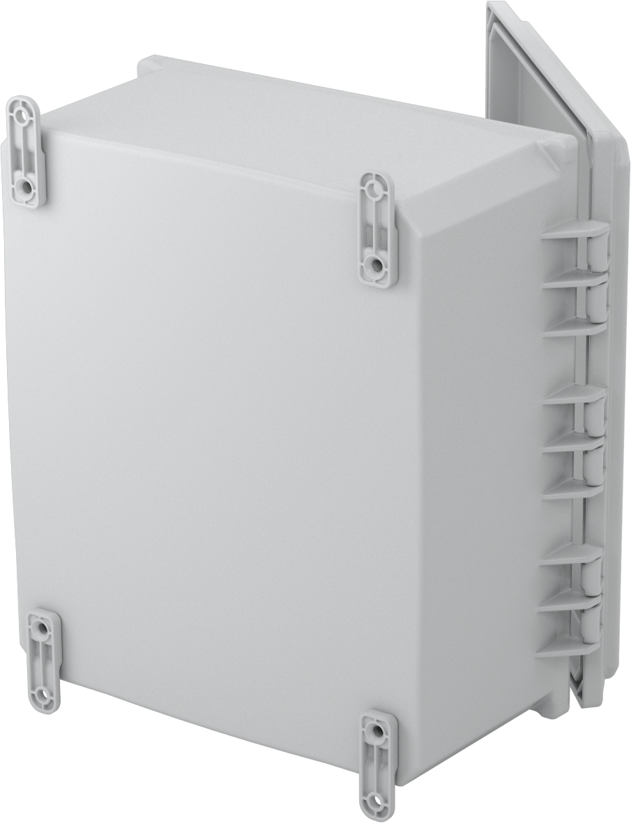 Versa-Panel Polikarbonat Muhafaza, Hızlı Açma Menteşeli Kapak, 13" x 15" x 7-1/2", Gri
