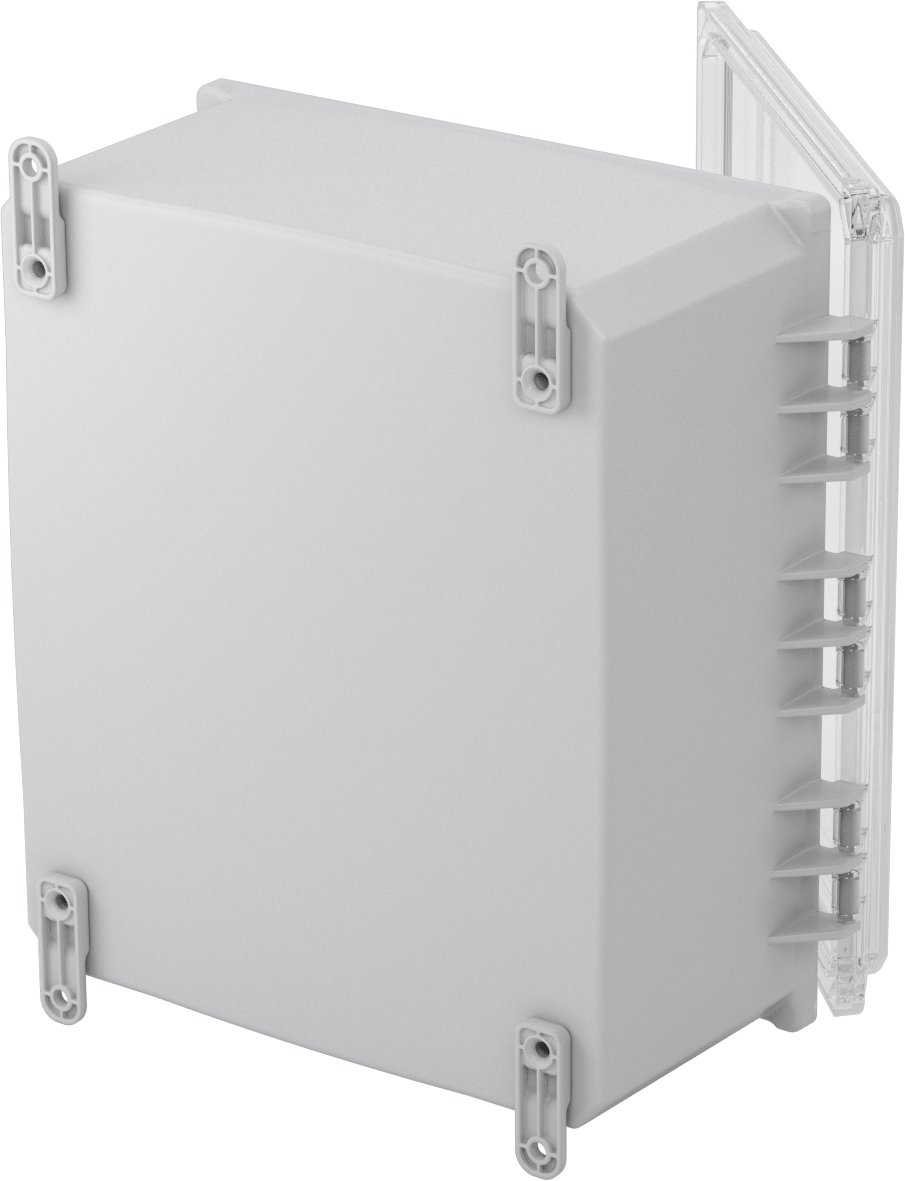 Versa-Panel Polikarbonat Muhafaza, Şeffaf Hızlı Açılır Kapak, 13" x 15" x 7-1/2", Gri