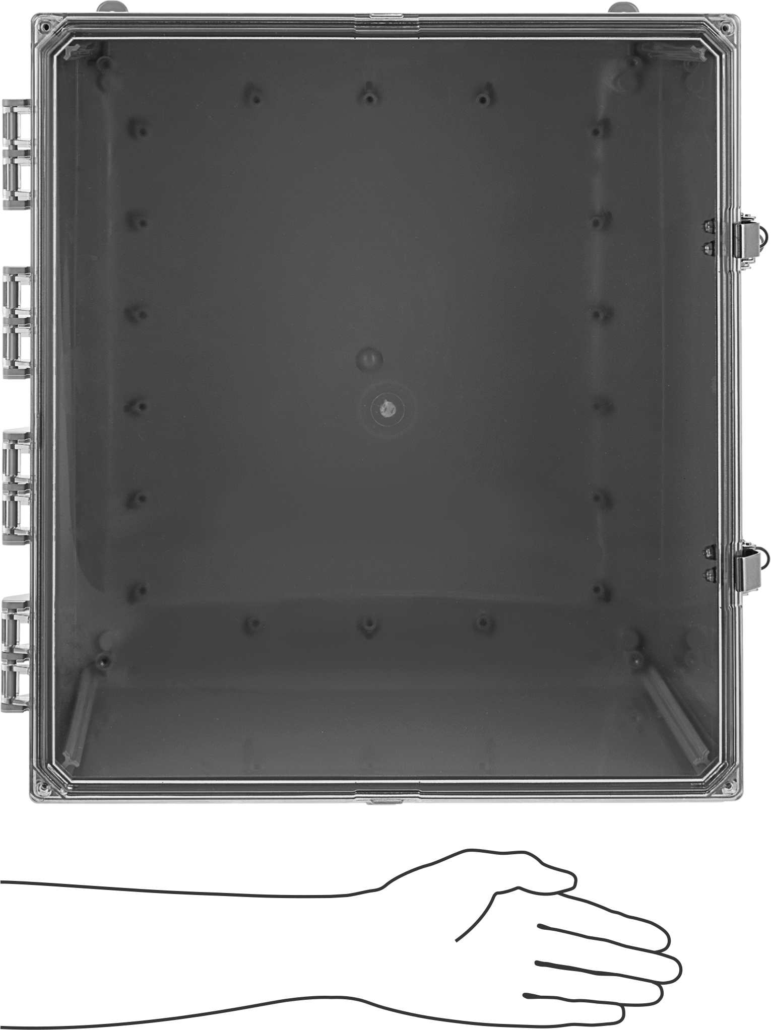 Versa-Panel Polikarbonat Muhafaza, Şeffaf Hızlı Açılır Kapak, 17" x 19" x 12", Gri