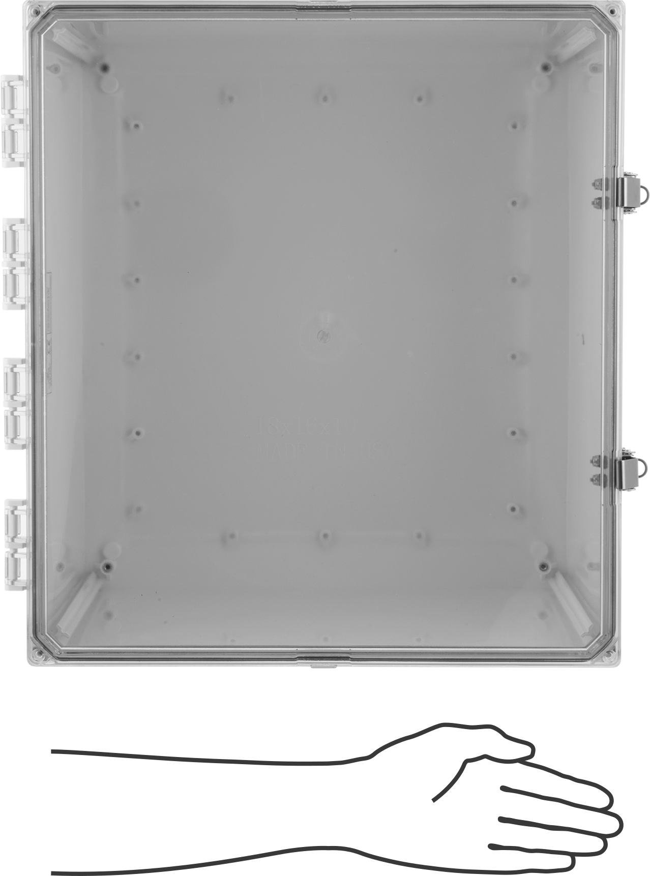 Versa-Panel Polikarbonat Muhafaza, Şeffaf Hızlı Açılır Kapak, 17" x 19" x 12", Beyaz