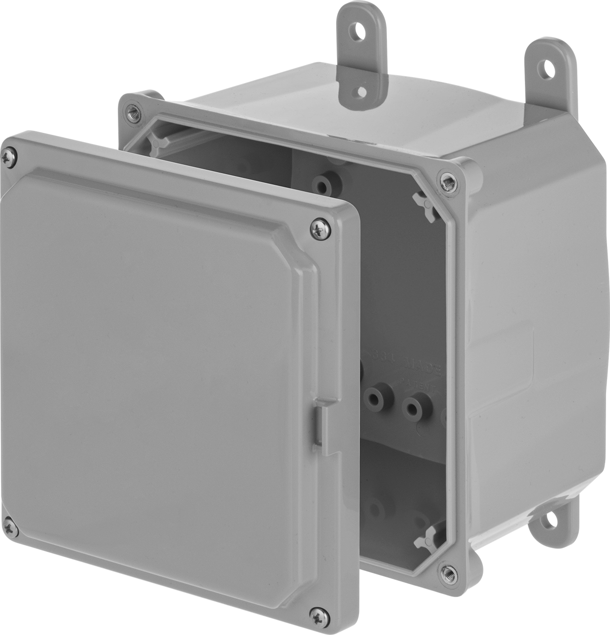 Versa-Panel Polikarbonat Muhafaza, Çıkarılabilir Kapak, Vida Kapatma, 6.5" x 6.5" x 5.5", Gri