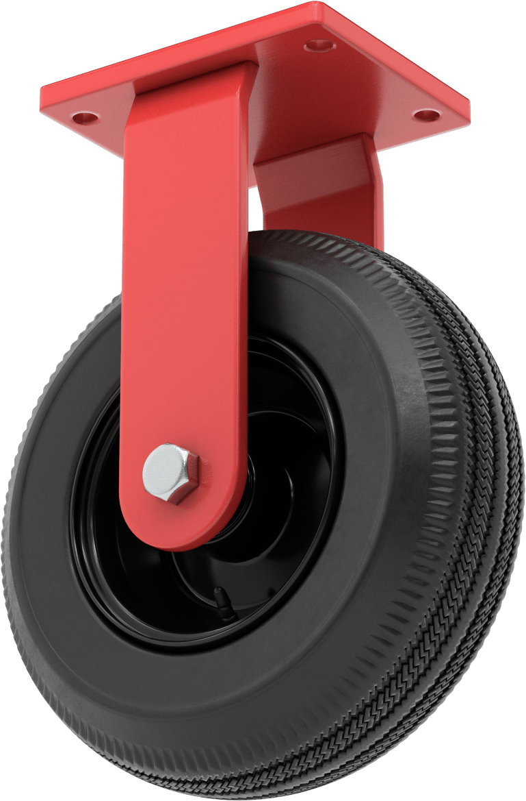 Pnömatik Tekerlek, 12“ Çaplı Siyah Kauçuk Tekerlekli ve 7-1/2” x 5-1/2" Plakalı Sert