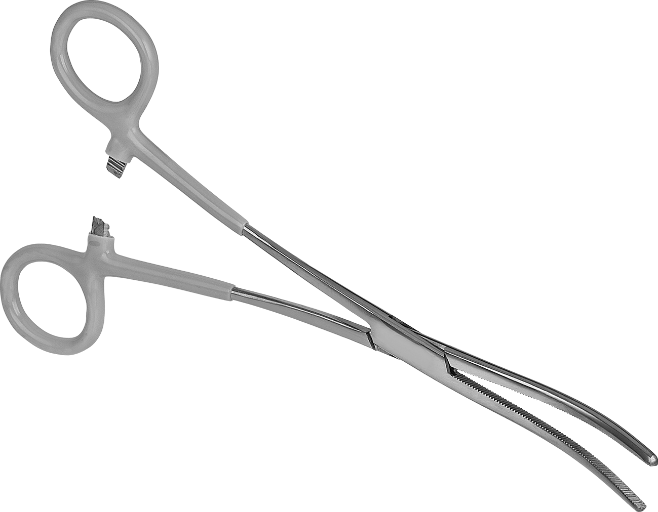 Kilitli Hemostat, Kıvrımlı Burunlu ve Yastıklı Tutamaklı, Paslanmaz Çelik, 10-1/2" Toplam Uzunluk