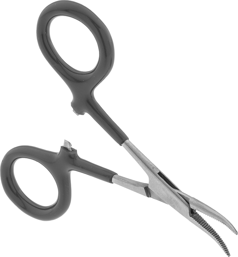 Kilitli Hemostat, Kıvrımlı Burunlu ve Yastıklı Tutamaklı, Paslanmaz Çelik, 3-1/2" Toplam Uzunluk
