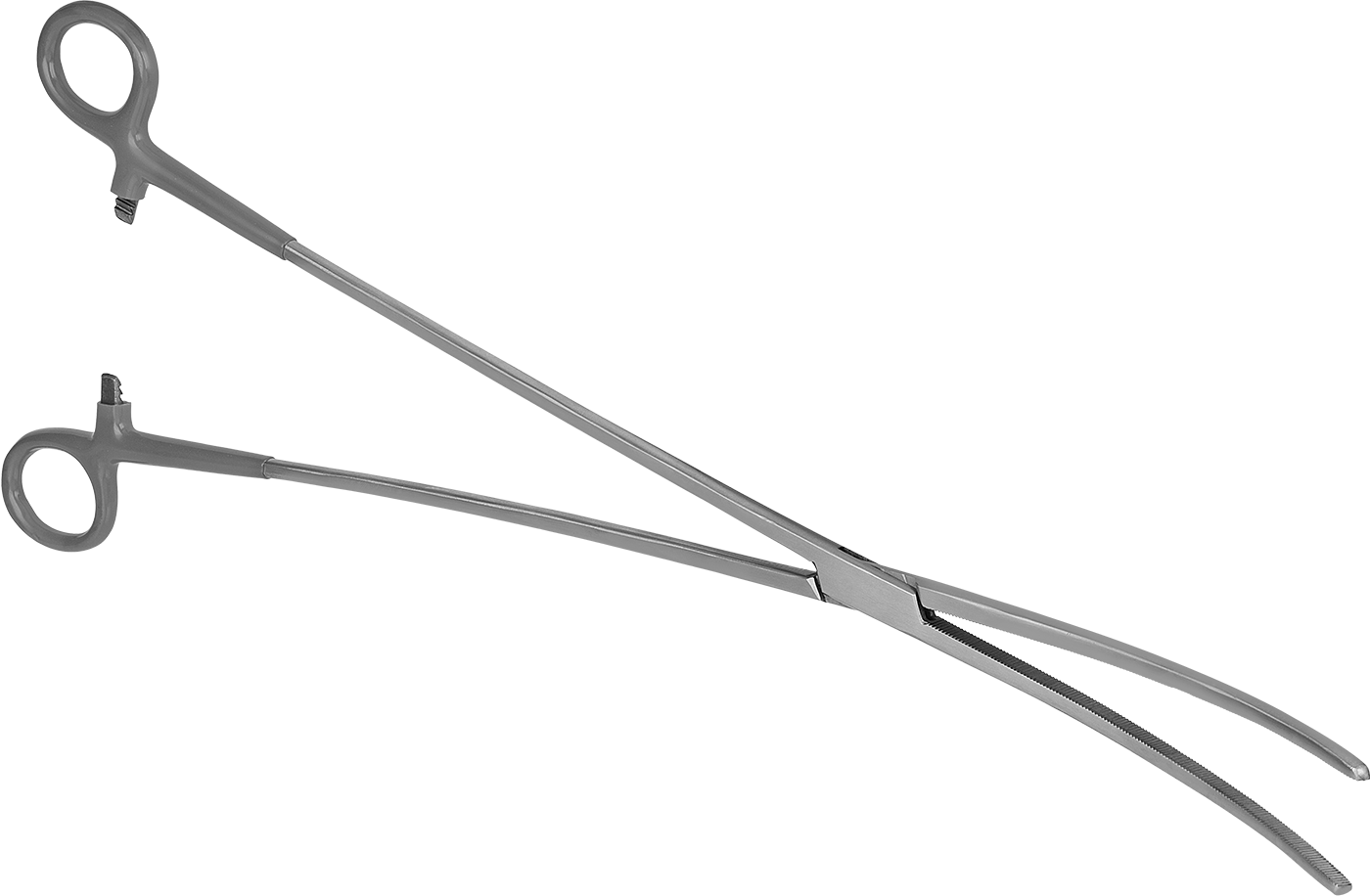 Kilitli Hemostat, Kıvrımlı Burunlu ve Yastıklı Tutamaklı, Paslanmaz Çelik, 18" Toplam Uzunluk