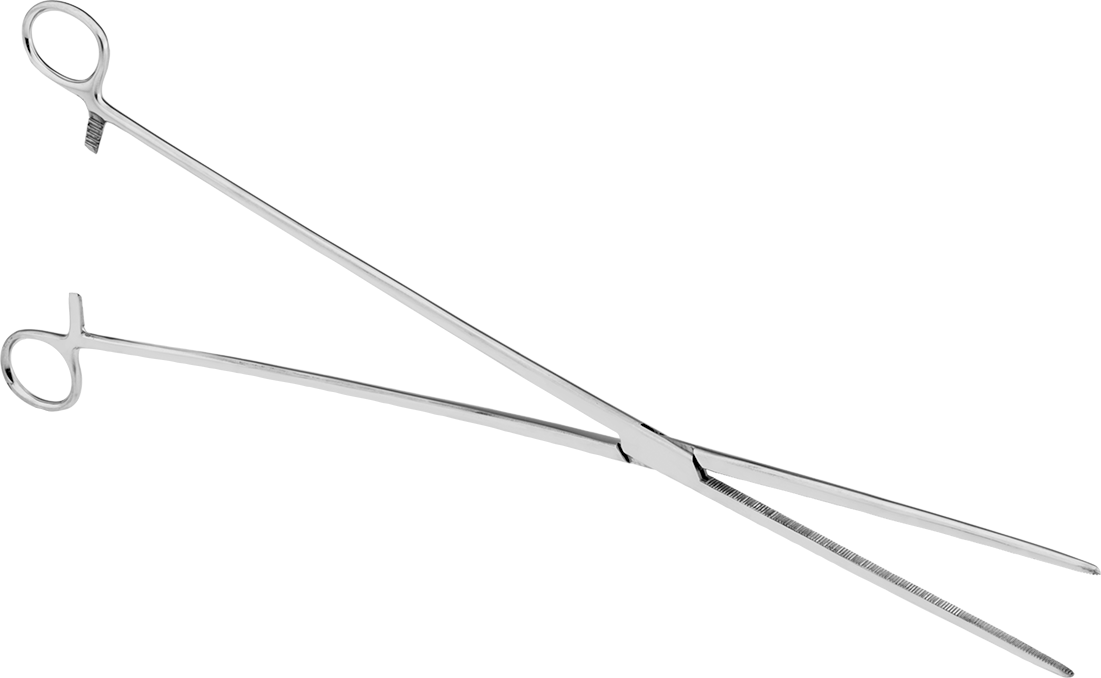Kilitli Hemostat, Düz Burunlu ve Düz Tutamaklı, Paslanmaz Çelik, 18" Toplam Uzunluk