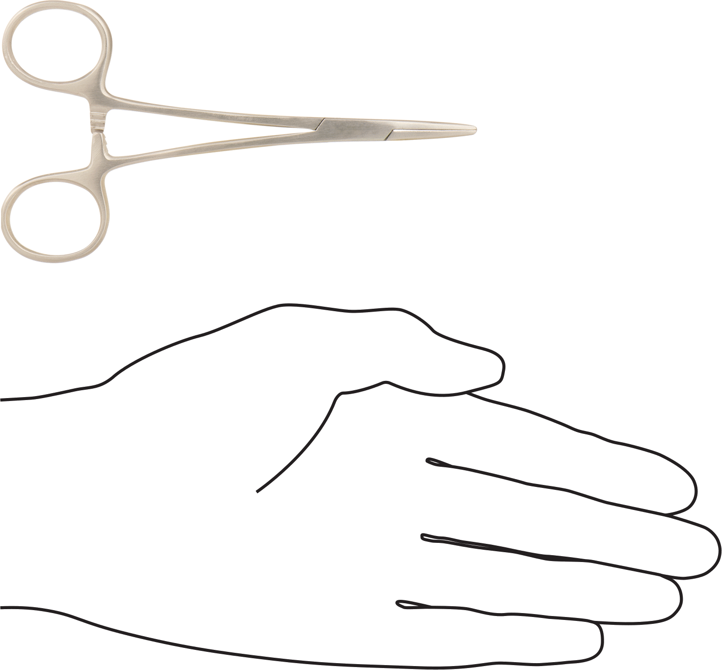 Kilitli Hemostat, Düz Burunlu ve Düz Tutamaklı, Paslanmaz Çelik, 5" Toplam, 29/32" Çene Uzunluğu
