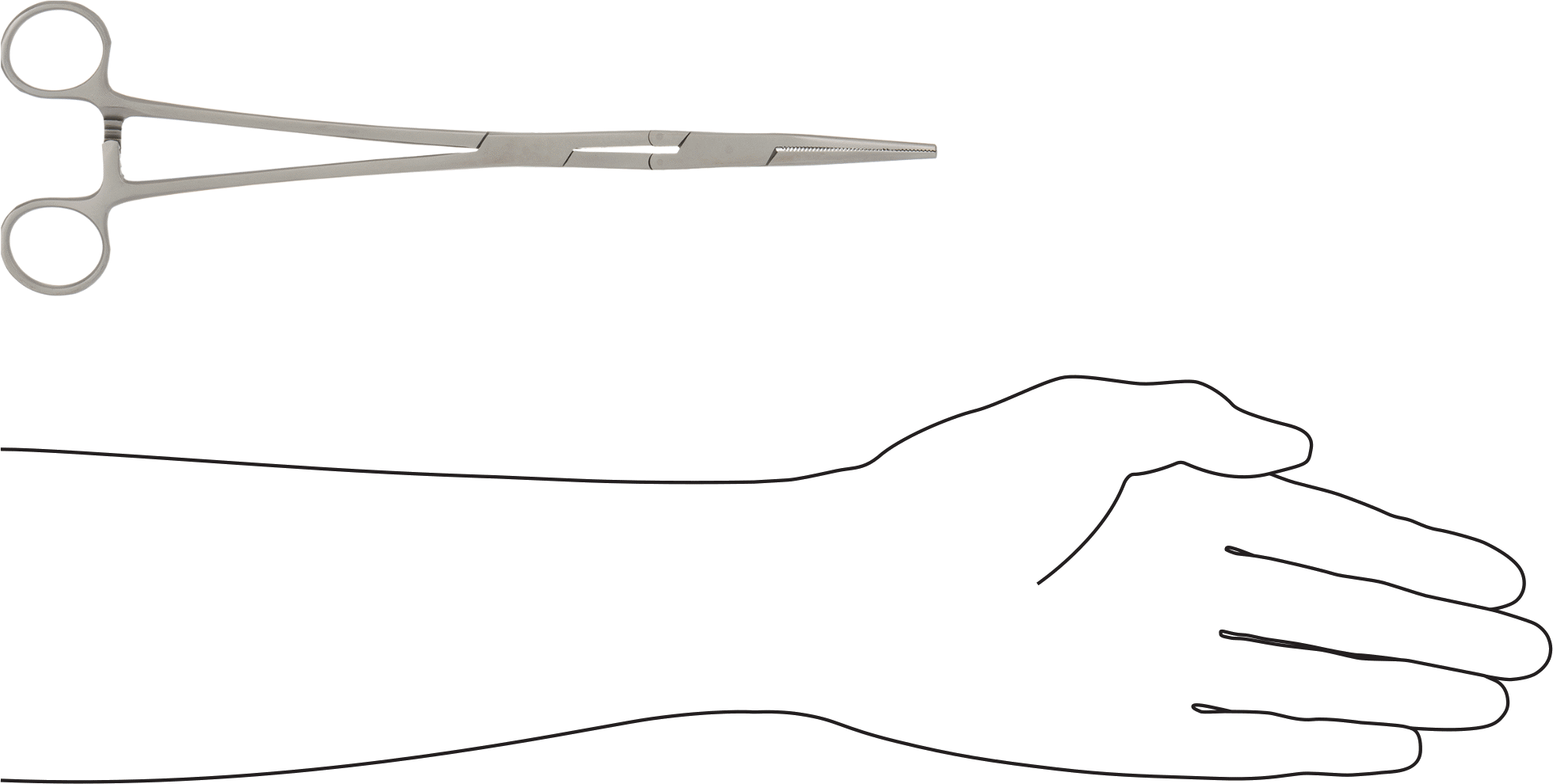 Kilitli Hemostat, Düz Burunlu ve Düz Tutamak, Çift Eklem, Paslanmaz Çelik, 10" Toplam Uzunluk