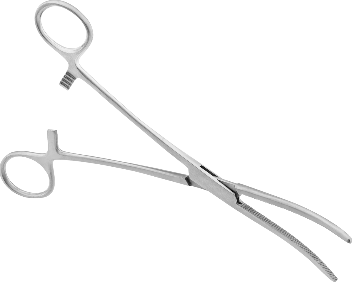 Kilitli Hemostat, Kıvrımlı Burunlu ve Düz Tutamaklı, Paslanmaz Çelik, 8" Toplam Uzunluk