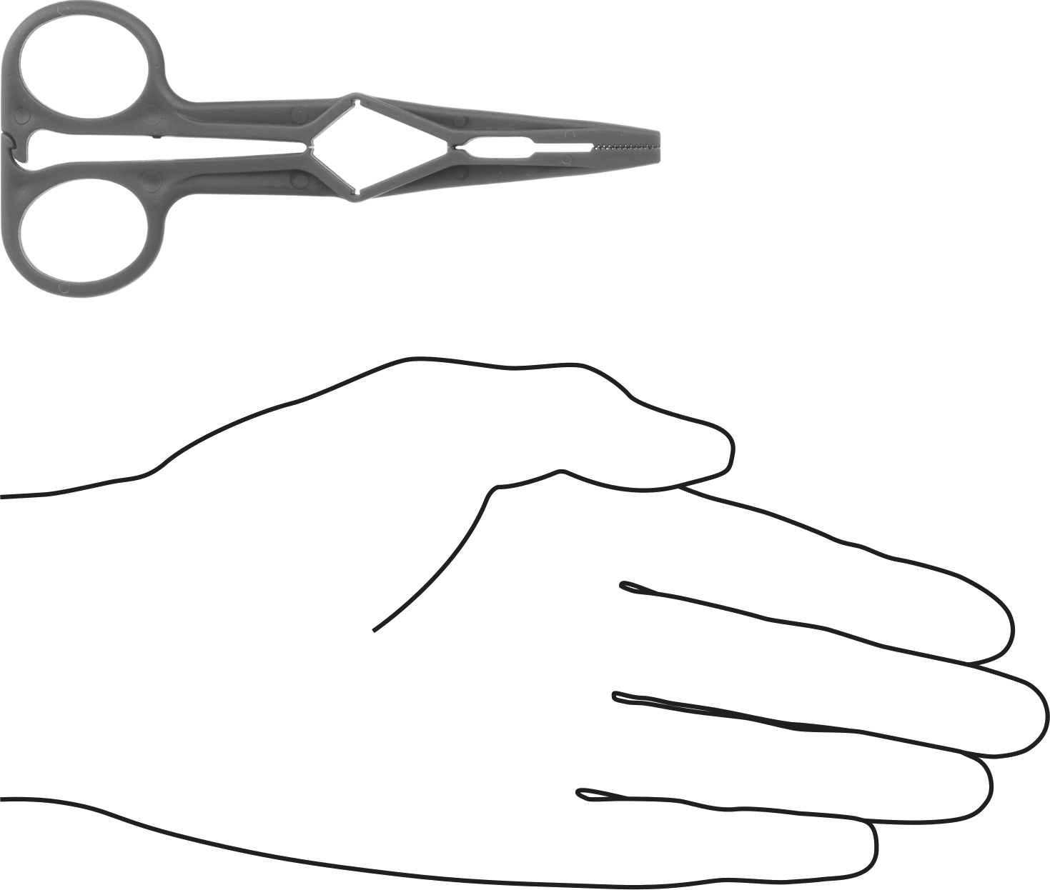 Kilitli Hemostat, Düz Burunlu ve Düz Tutamaklı Plastik, 4-3/4" Toplam Uzunluk