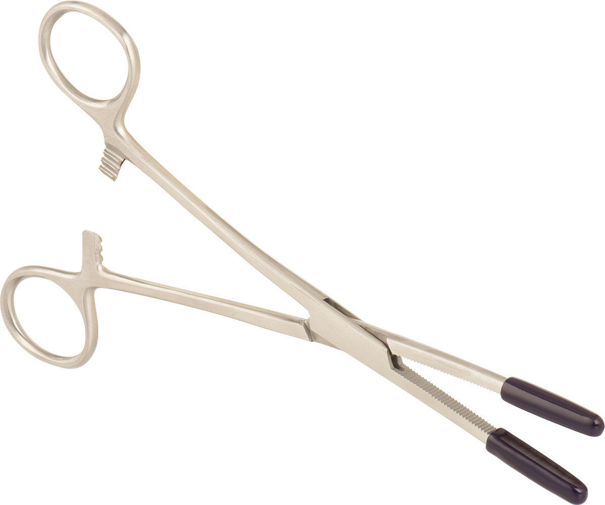 Kilitli Hemostat, Paslanmaz Çelik, Uçları Plastik Kaplamalı, Düz Burunlu ve Düz Tutamak