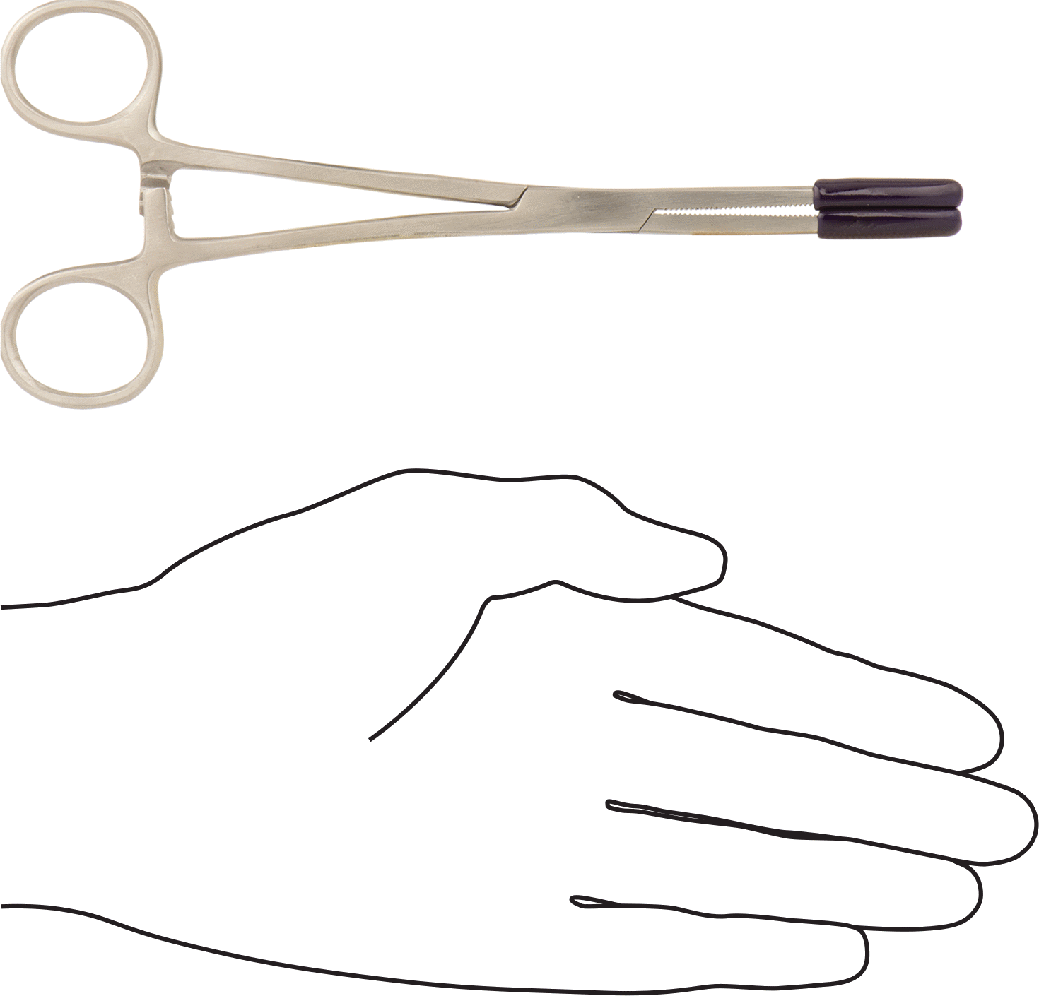 Kilitli Hemostat, Paslanmaz Çelik, Uçları Plastik Kaplamalı, Düz Burunlu ve Düz Tutamak
