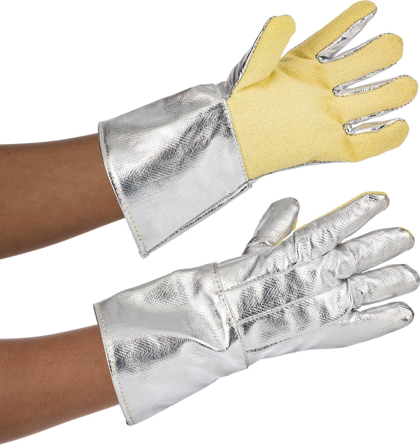 Isı Yansıtıcı Alüminize Giysi, Eldivenler, Karbon/Kevlar Aramid Destek, 1000°F Maksimum