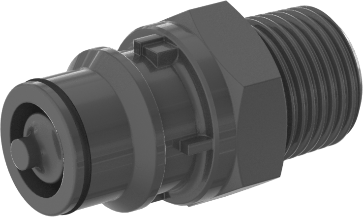 Yiyecek ve İçecek için Hızlı Bağlantı Kesme Boru Bağlantısı, Plug, Kapatma Mekanizmalı, 3/8 Kaplin Boyutu, 1/2 NPT Erkek