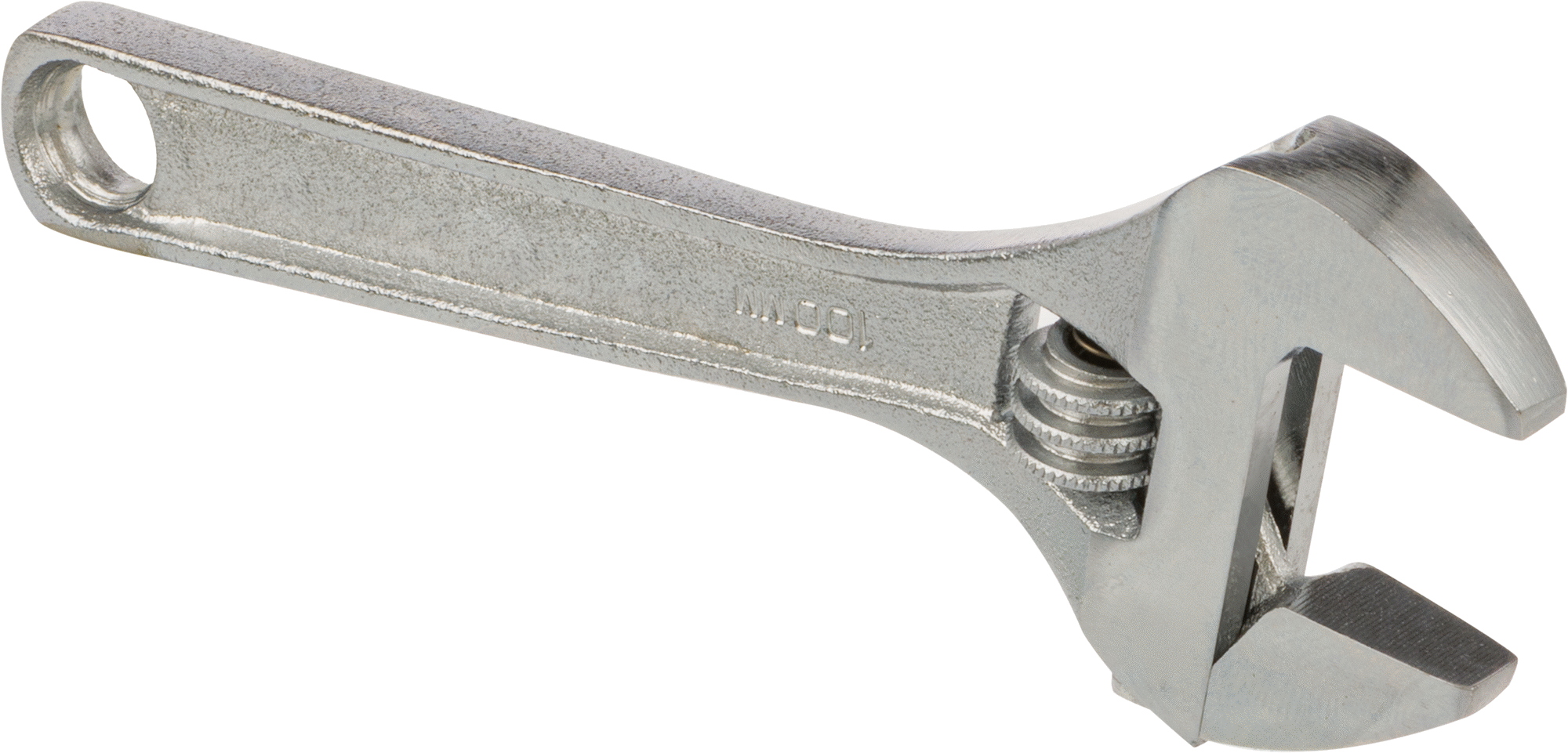 Krom Kaplı Çelik Ayarlanabilir Anahtar, Düz Tutamak, 4-1/4" Toplam Uzunluk, 11/16" Maksimum Çene Kapasitesi
