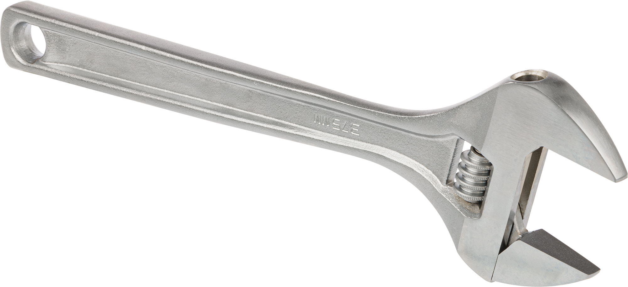 Krom Kaplı Çelik Ayarlanabilir Anahtar, Düz Tutamak, 15" Toplam Uzunluk, 1-7/8" Maksimum Çene Kapasitesi