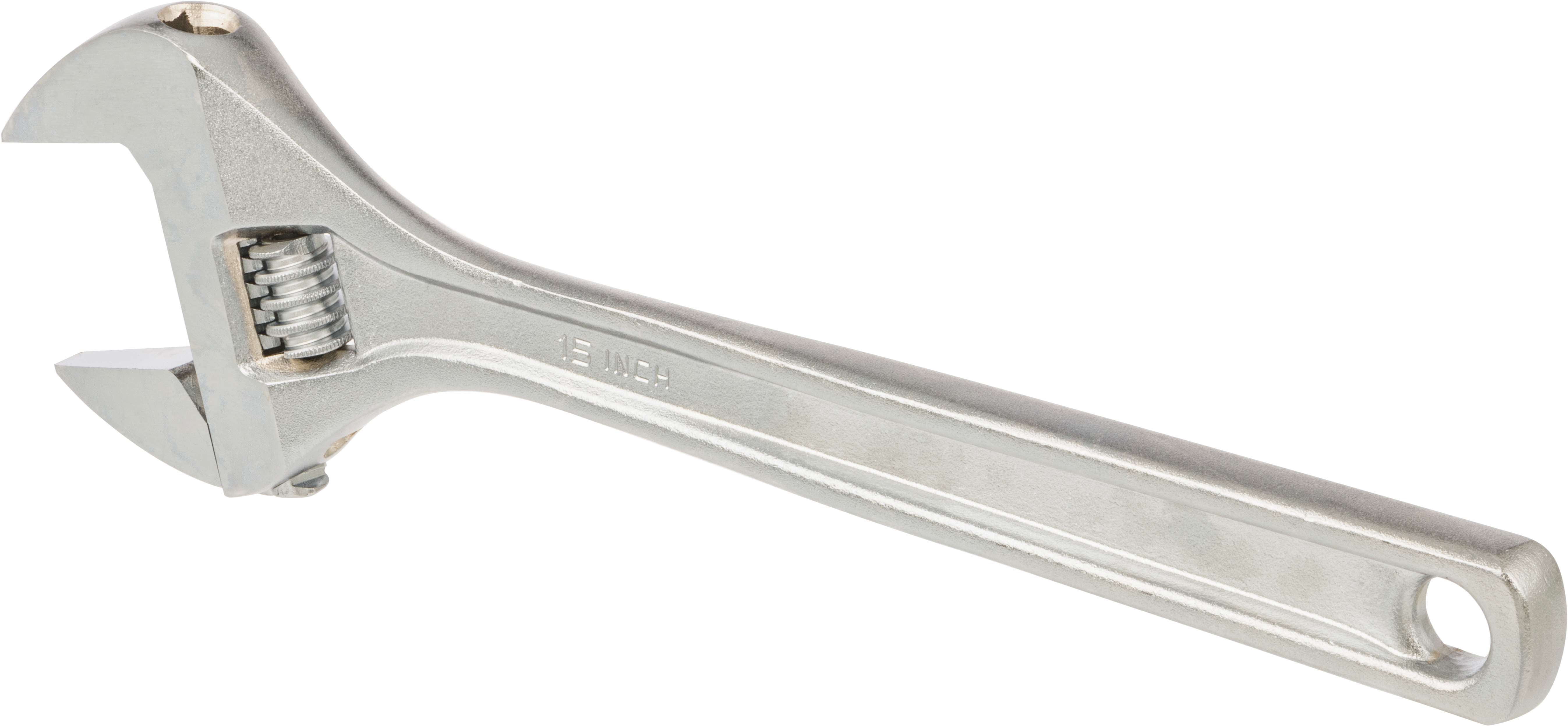 Krom Kaplı Çelik Ayarlanabilir Anahtar, Düz Tutamak, 15" Toplam Uzunluk, 1-7/8" Maksimum Çene Kapasitesi
