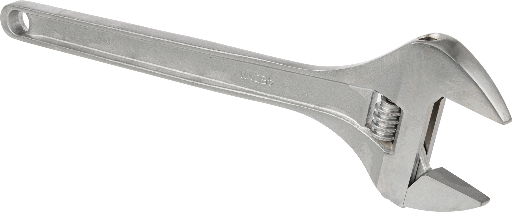 Krom Kaplı Çelik Ayarlanabilir Anahtar, Düz Tutamak, 18" Toplam Uzunluk, 2-3/8" Maksimum Çene Kapasitesi